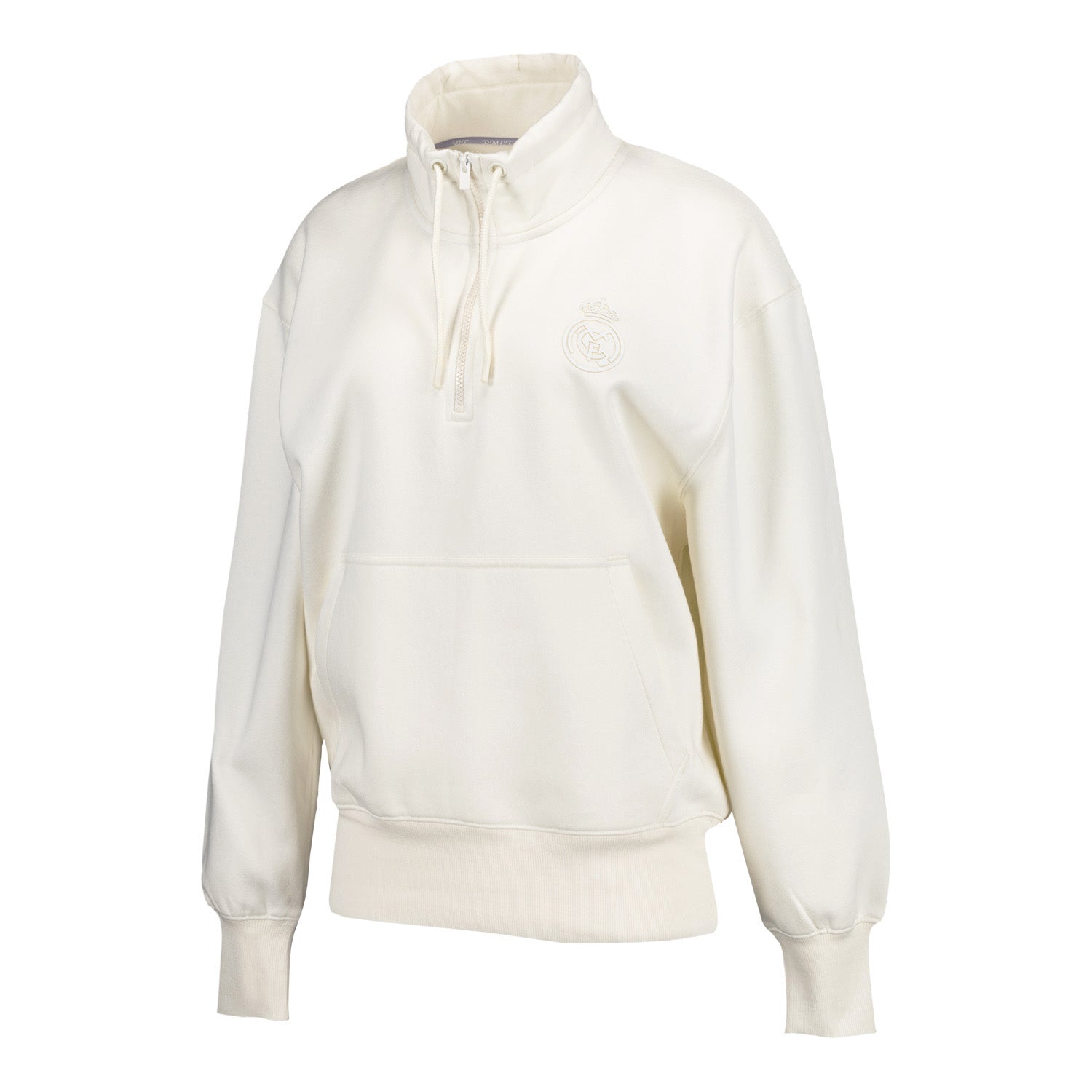 Womens Real Madrid Ladies Vintage Bone Zip Collar Sweatshirt